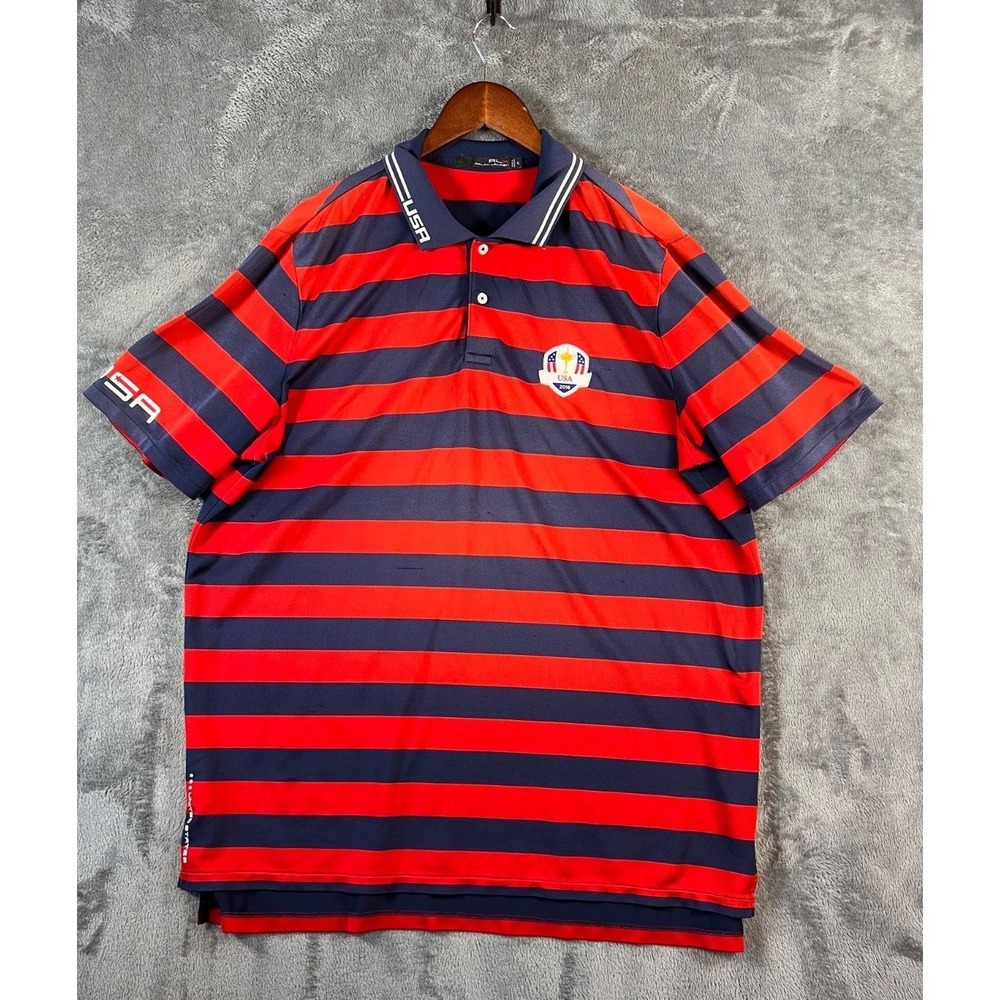 USA Ryder Cup Shirt Mens XL Red Navy PGA Golf Polo RLX Ralph Lauren 2016